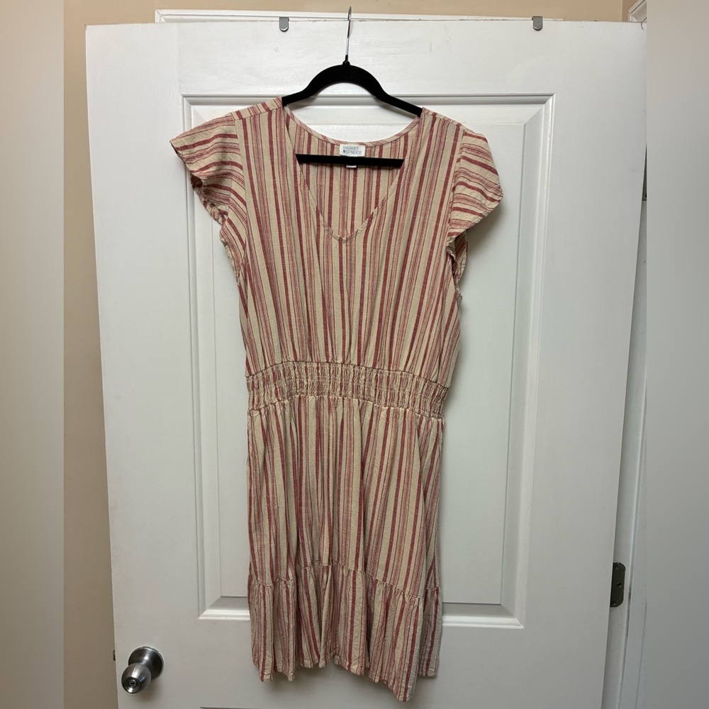 Market & Spruce Casual Dress with Red and Cream Stripes